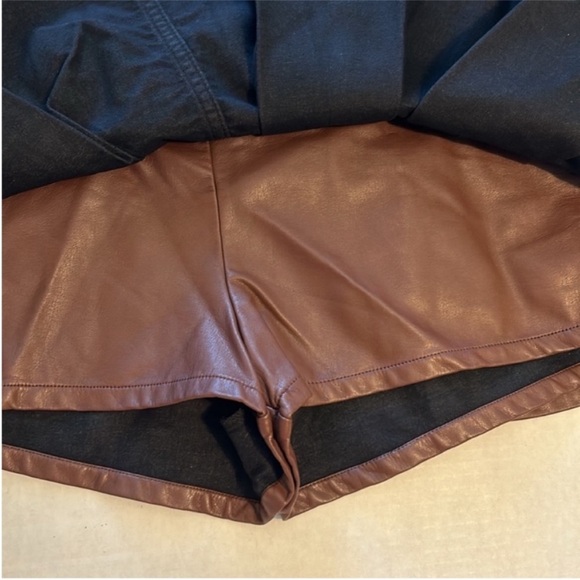 Free People 12 Skort Vegan Leather Pleated Micro Mini Skort Someday skirt brown - Picture 6 of 8